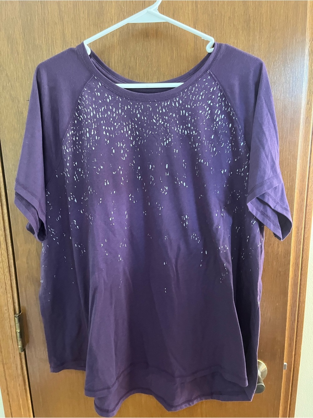 Women's Purple Short-Sleeve Top with Speckled Detail tek gear 2x